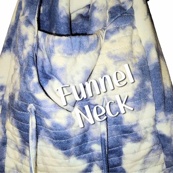 Blue & White Funnel Neck Tye Dye Hoodie by True Craft - Ladies Small - Picture 4 of 7